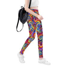 Load image into Gallery viewer, Ti Amo I love you - Exclusive Brand - Primary Color Multicolor Swirl - Womens / Teen Girls / Womens Plus Size - Yoga Leggings - Sizes XS-3XL
