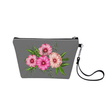 Load image into Gallery viewer, Ti Amo I love you - Exclusive Brand  - Dove Gray - Pink Floral - Sling Cosmetic Bag
