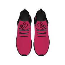 Load image into Gallery viewer, Ti Amo I love you - Exclusive Brand - Cerise Red 2 - Double Black Heart - Lightweight Mesh Knit Sneakers - Black Soles
