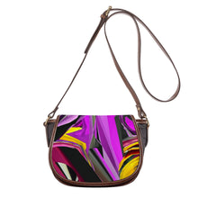 Load image into Gallery viewer, Ti Amo I love you - Exclusive Brand - Electric Violet Abstract Saddle Bag
