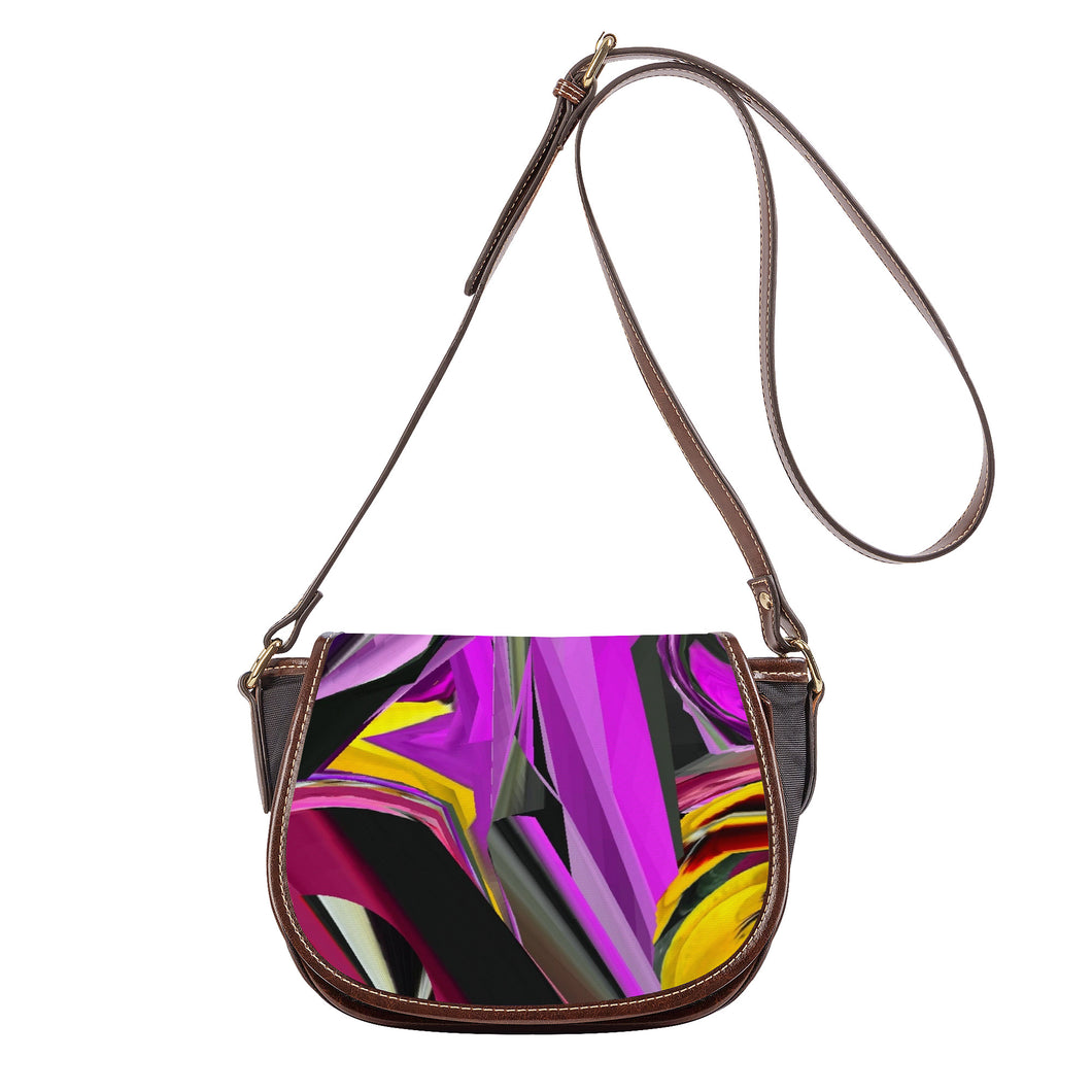 Ti Amo I love you - Exclusive Brand - Electric Violet Abstract Saddle Bag