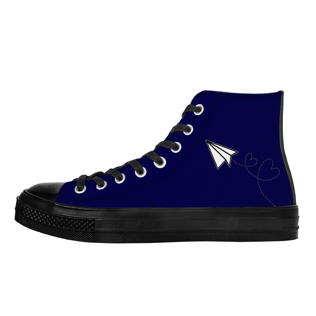 Ti Amo I love you - Exclusive Brand - Stratos - Paper Airplane - High Top Canvas Shoes - Black Soles