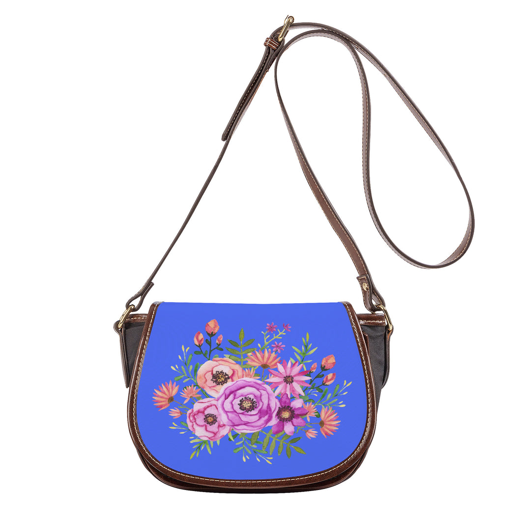 Ti Amo I love you - Exclusive Brand - Neon Blue - Floral Bouquet - Saddle Bag