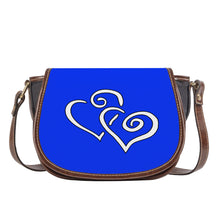 Load image into Gallery viewer, Ti Amo I love you - Exclusive Brand  - Blue Blue Eyes - Double White Heart - Saddle Bag
