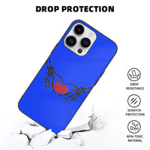 Load image into Gallery viewer, Ti Amo I love you - Exclusive Brand - Blue Blue Eyes - Skeleton Hands with Heart -  iPhone 14 Glass Case (3 cameras)
