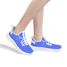 Load image into Gallery viewer, Ti Amo I love you - Exclusive Brand  - Neon Blue -  Double Heart - Womens Mesh Knit Shoes - White Soles
