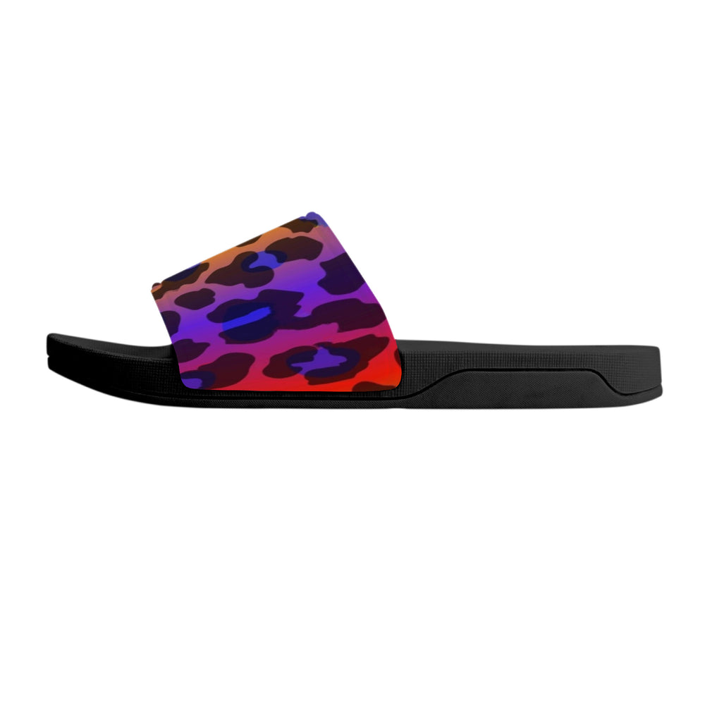 Ti Amo I love you  - Exclusive Brand - Rainbow Animal Pattern - Womens / Childrens  / Youth  - Slide Sandals - Black Soles
