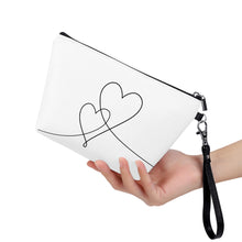 Load image into Gallery viewer, Ti Amo I love you - Exclusive Brand  - White - Double Script Heart - Sling Cosmetic Bag
