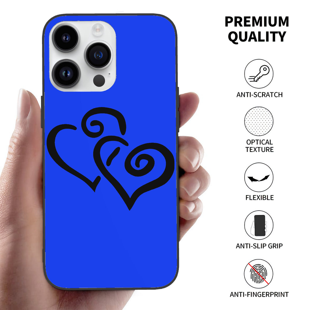 Ti Amo I love you - Exclusive Brand - Blue Blue Eyes - Double Black Heart -  Apple 14 PC Phone Case (3 cameras)