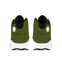 Load image into Gallery viewer, Ti Amo I love you  - Exclusive Brand  - Army Green - Mens / Womens - Unisex Basketball Shoes - Black Laces
