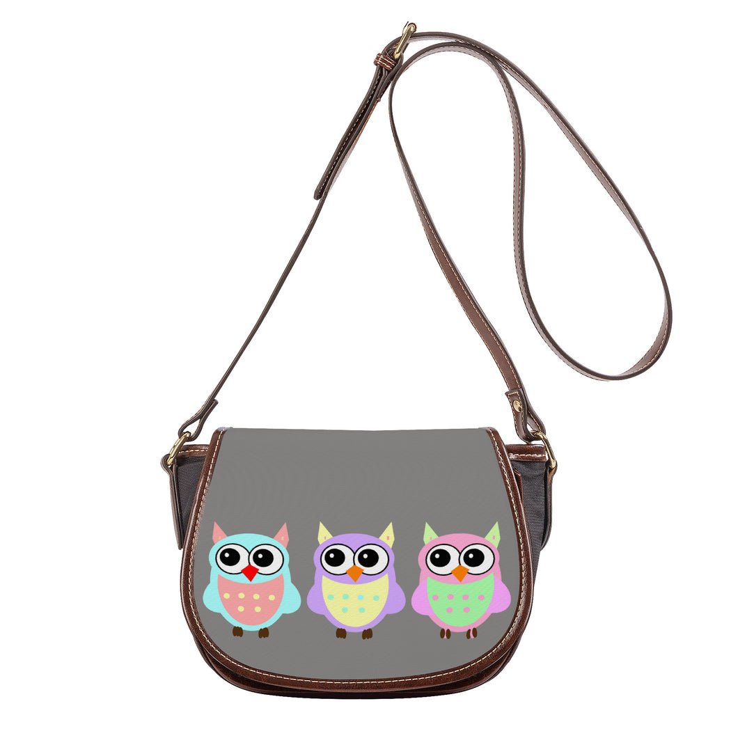 Ti Amo I love you - Exclusive Brand - Natural Grey - 3 Owls - Saddle Bag