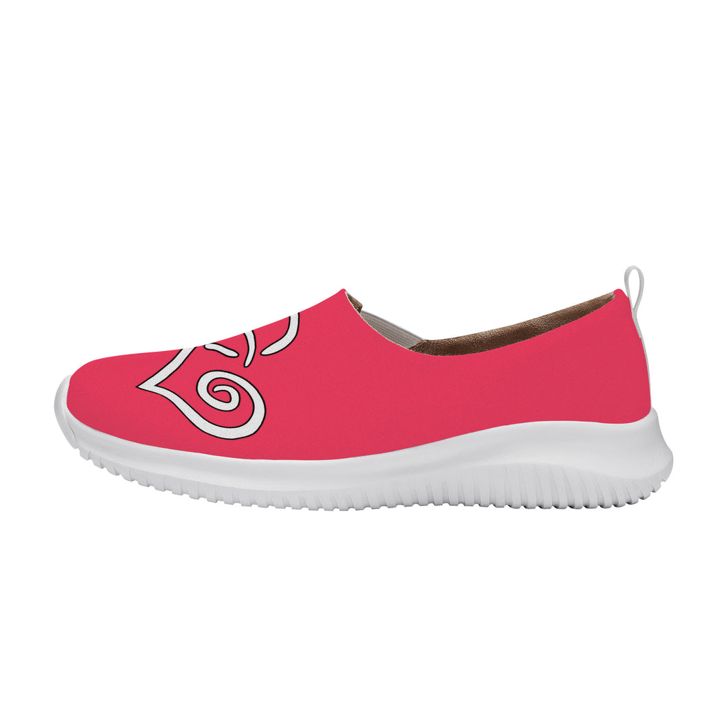 Ti Amo I love you - Exclusive Brand  - Radical Red - Double White Heart - Women's Casual Slip On Shoe