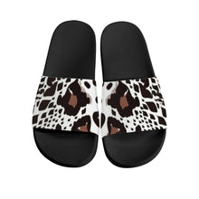 Load image into Gallery viewer, Ti Amo I love you  - Exclusive Brand - White with Black &amp; Spicy Mix Animal Spots  - Slide Sandals - Black Soles
