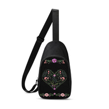 Load image into Gallery viewer, Ti Amo I love you - Exclusive Brand - Black Fern Heart woth Flowers - Womens Chest Bag
