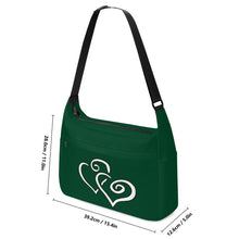 Load image into Gallery viewer, Ti Amo I love you - Exclusive Brand - British Racing Green - Double White Heart - Journey Computer Shoulder Bag
