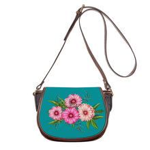 Load image into Gallery viewer, Ti Amo I love you - Exclusive Brand - Persian Green - Pink Floral - Saddle Bag
