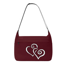 Load image into Gallery viewer, Ti Amo I love you - Exclusive Brand - Maroon Oak - Double White Heart - Journey Computer Shoulder Bag
