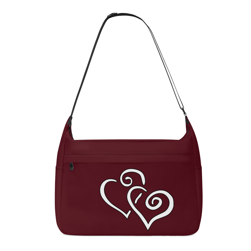 Ti Amo I love you - Exclusive Brand - Maroon Oak - Double White Heart - Journey Computer Shoulder Bag