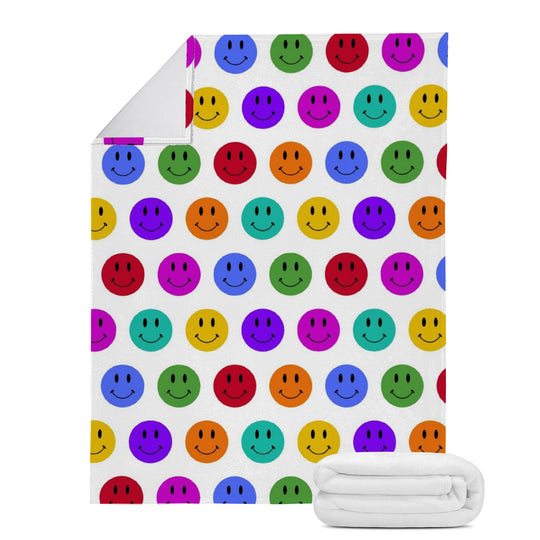 Ti Amo I love you - Exclusive Brand  - Rainbow Smiley Faces - Micro Fleece Blankets