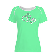 Load image into Gallery viewer, TI Amo I love you - Exclusive Brand - Aquamarine 2 - Double White Heart - Women&#39;s T shirt
