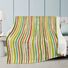 Load image into Gallery viewer, Ti Amo I love you - Exclusive Brand- Tacha &amp; Olive Green Striped Pattern - Micro Fleece Blankets
