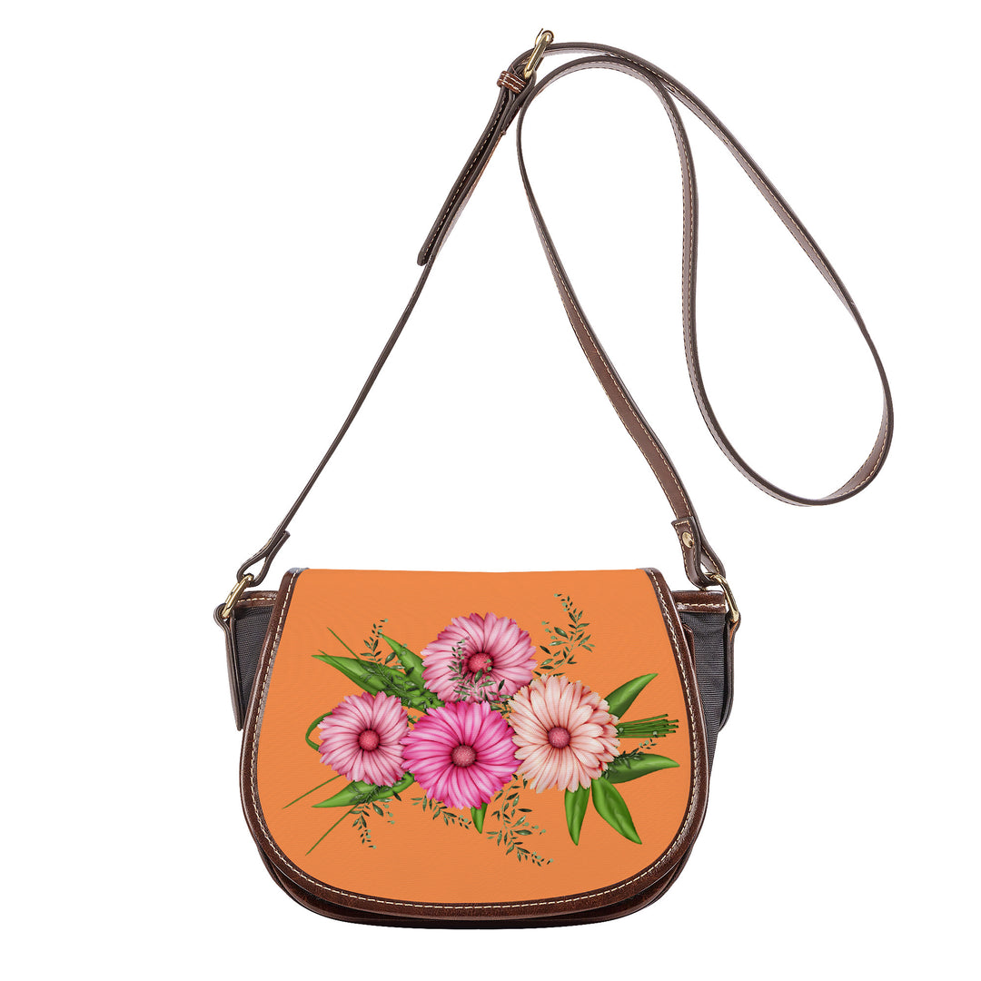 Ti Amo I love you - Exclusive Brand - Coral - Pink Floral - Saddle Bag