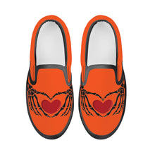 Load image into Gallery viewer, Ti Amo I love you - Exclusive Brand - Orange - Skeleton Hands with Heart - Kids Slip-on shoes - Black Soles
