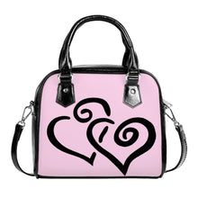 Load image into Gallery viewer, Ti Amo I love you - Exclusive Brand -Pink Lace - Double Black Heart -  Shoulder Handbag
