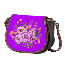 Load image into Gallery viewer, Ti Amo I love you - Exclusive Brand - Electric Purple - Floral Bouquet - Saddle Bag
