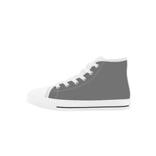 Load image into Gallery viewer, Ti Amo I love you - Exclusive Brand - Dove Gray - Double Black Heart  - Kids High Top Canvas Shoes
