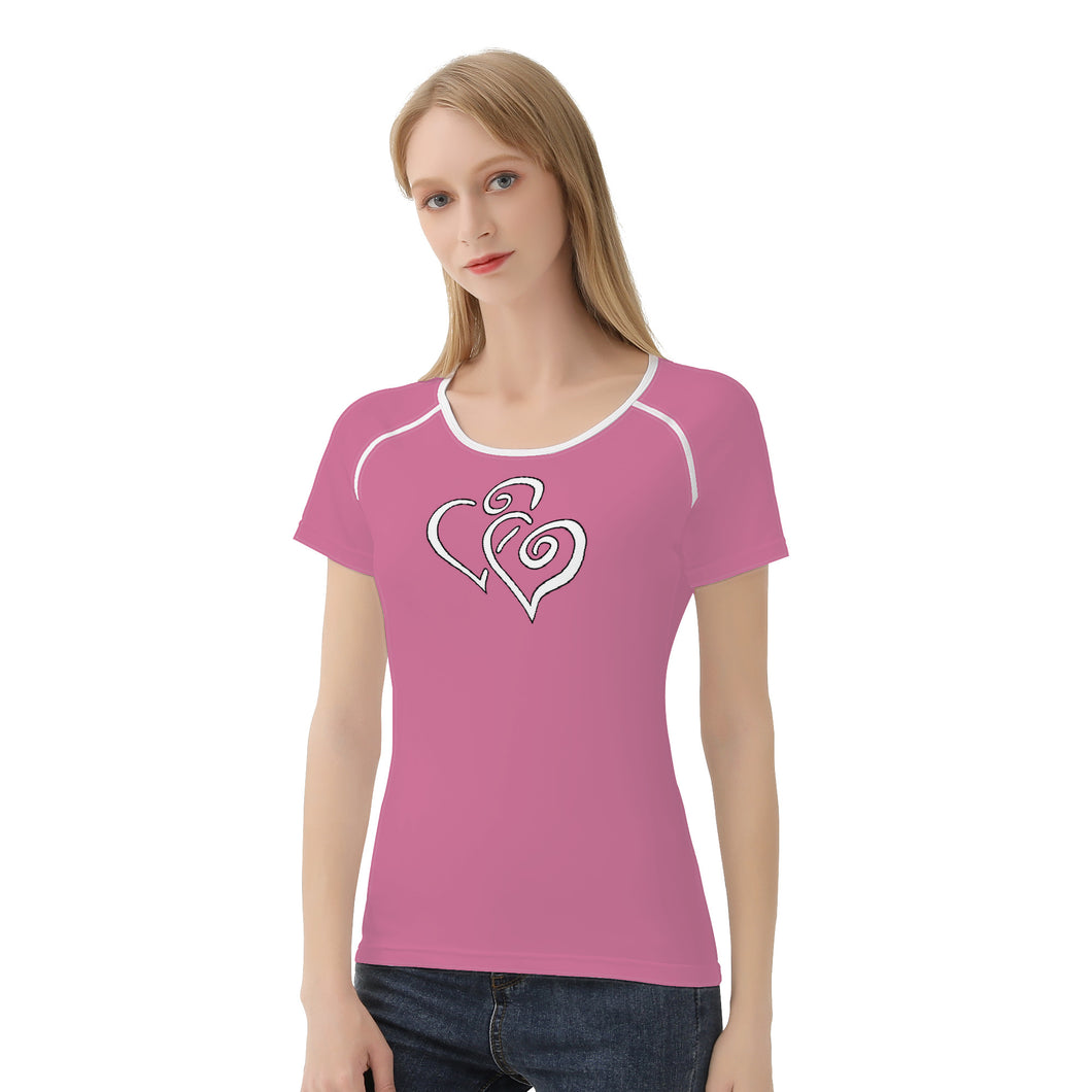 TI Amo I love you - Exclusive Brand - Charm - Double White Heart - Women's T shirt - Sizes XS-2XL