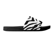 Load image into Gallery viewer, Ti Amo I love you - Exclusive Brand - Black &amp; White Zebra Stripes - Womens / Children  / Youth  - Slide Sandals - Black Soles
