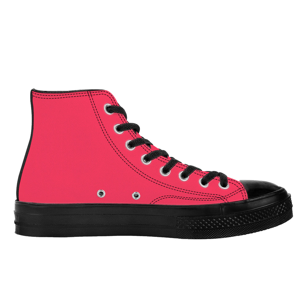 Ti Amo I love you - Exclusive Brand - Radical Red - Double White Heart - High Top Canvas Shoes - Black  Soles