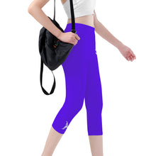 Load image into Gallery viewer, Ti Amo I love you-  Exclusive Brand - Dark Purple - Angry Fish - Capri Yoga Leggings - SizesXS-3XL
