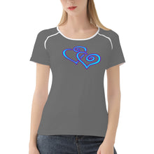 Load image into Gallery viewer, Ti Amo I love you - Exclusive Brand  - Dove Gray - Double Cyan Heart - Women&#39;s T shirt
