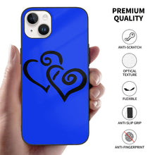 Load image into Gallery viewer, Ti Amo I love you - Exclusive Brand - Blue Blue Eyes - Double Black Heart  - iPhone 14 Glass Case (2 cameras)
