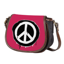 Load image into Gallery viewer, Ti Amo I love you - Exclusive Brand - Cerise Red 2 -  Peace Sign - Saddle Bag
