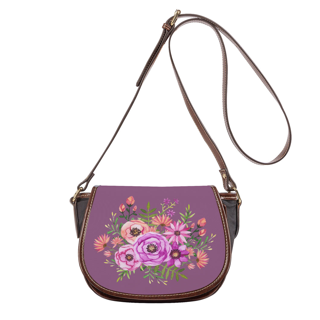 Ti Amo I love you - Exclusive Brand - Chinese Violet - Floral Bouquet - Saddle Bag