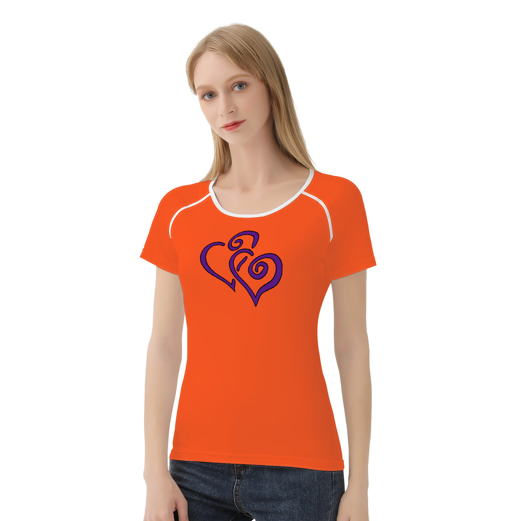 Ti Amo I love you - Exclusive Brand  - Orange - Double Purple Heart -  Women's T shirt