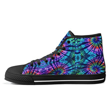 Load image into Gallery viewer, Ti Amo I love you - Exclusive Brand - Blue Zodiac, Curious Blue, Malachite, Purple Heart -Tie-Dye - High-Top Canvas Shoes - Black
