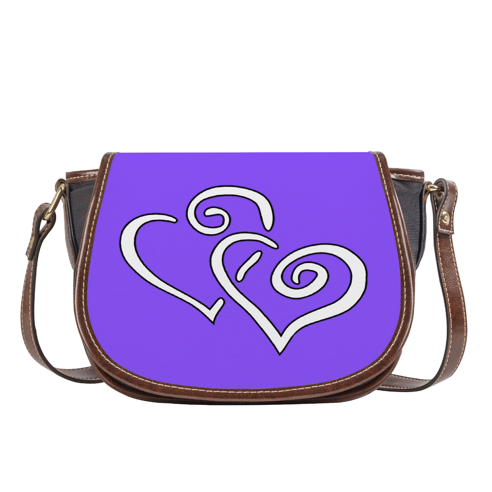 Ti Amo I love you - Exclusive Brand - Light Purple - Double White Heart - Saddle Bag
