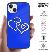 Load image into Gallery viewer, Ti Amo I love you - Exclusive Brand  - Blue Blue Eyes  - Double White Heart  - iPhone 14 Glass Case (2 cameras)
