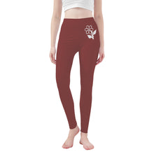 Load image into Gallery viewer, Ti Amo I love you - Exclusive Brand   - Gordovan Brown - White Daisy -  Yoga Leggings
