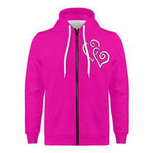 Load image into Gallery viewer, Ti Amo I love you - Exclusive Brand - Hollywood Cerise - Double White Heart - Zip Hoodie
