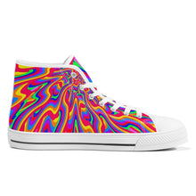 Load image into Gallery viewer, Ti Amo I love you - Exclusive Brand - Rainbow  - High-Top Canvas Shoes With Customized Tongue - White
