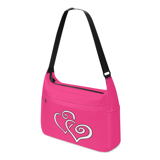 Ti Amo I love you - Exclusive Brand - Violet Red - Double White Heart - Journey Computer Shoulder Bag