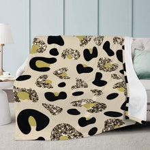 Load image into Gallery viewer, Ti Amo I love you - Exclusive Brand - Vanilla with Driftwood &amp; Gold Leopard Spots - Micro Fleece Blankets
