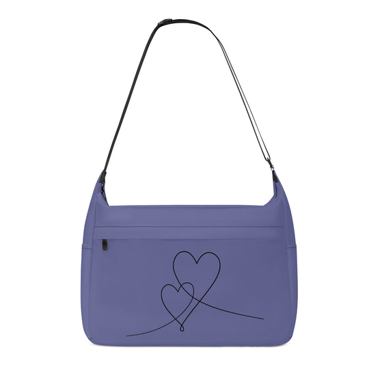 Ti Amo I love you - Exclusive Brand - Dark Blue Grey - Double Script Heart - Journey Computer Shoulder Bag