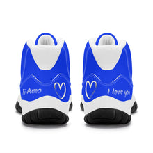 Load image into Gallery viewer, Ti Amo I love you - Exclusive Brand - Blue Blue Eyes - White Lettering - High Top Air Retro Sneakers - White
