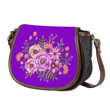 Load image into Gallery viewer, Ti Amo I love you - Exclusive Brand - French Violet - Floral Bouquet - Saddle Bag
